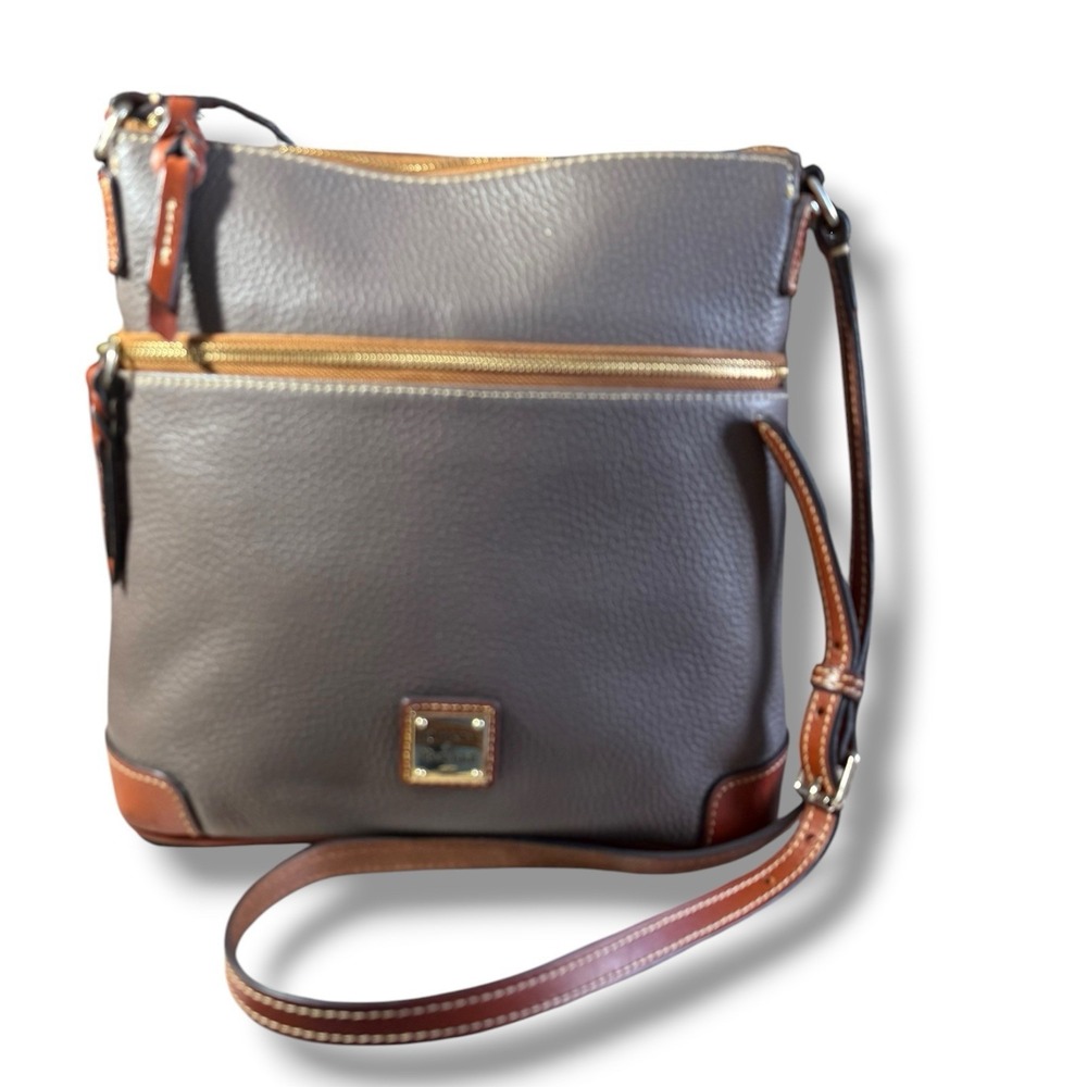 NEW DOONEY & BOURKE Pebble Leather Crossbody Bag in Elephant Gray